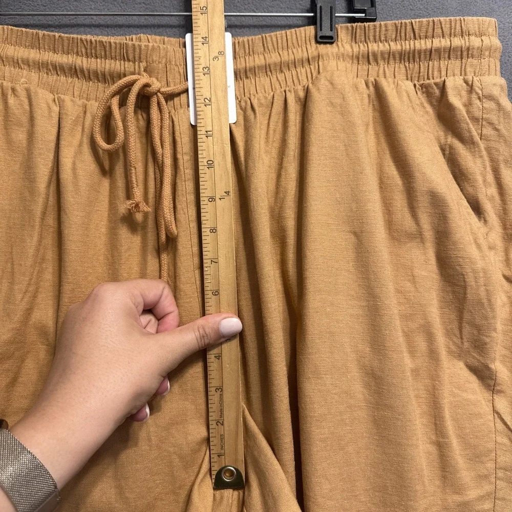 NWT Torrid Pull On Stretch Linen Shorts Mid Rise Drawstring Size 3X Biscuit 4" - Picture 8 of 9